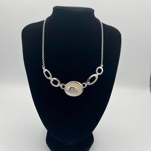 Swarovski Crystal Cluster Necklace Silver-Tone 18" Elegant Designer Sparkle